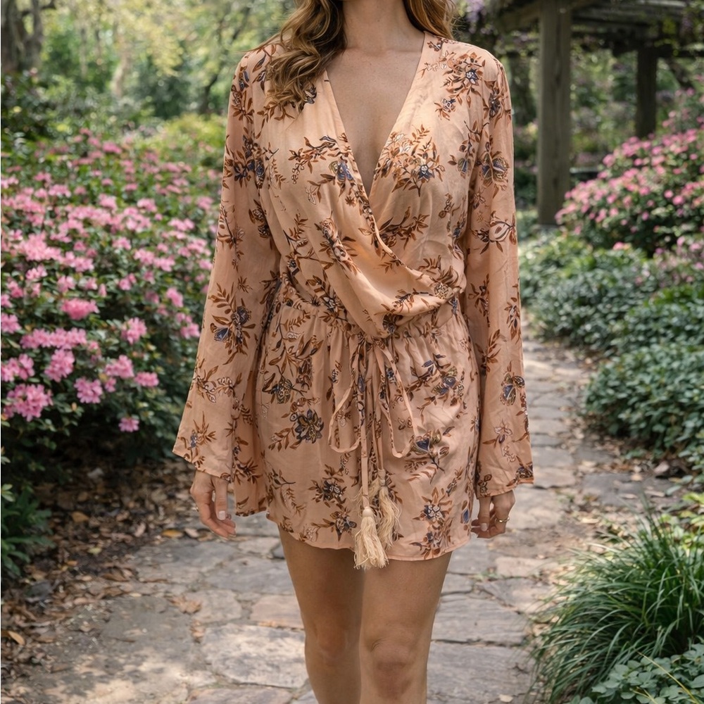 Floral Peach Jumpsuit Romper